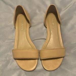 Talbots Lamar d’orsay Tan nude open toed Flat Sandals Minimalist Design 6.5